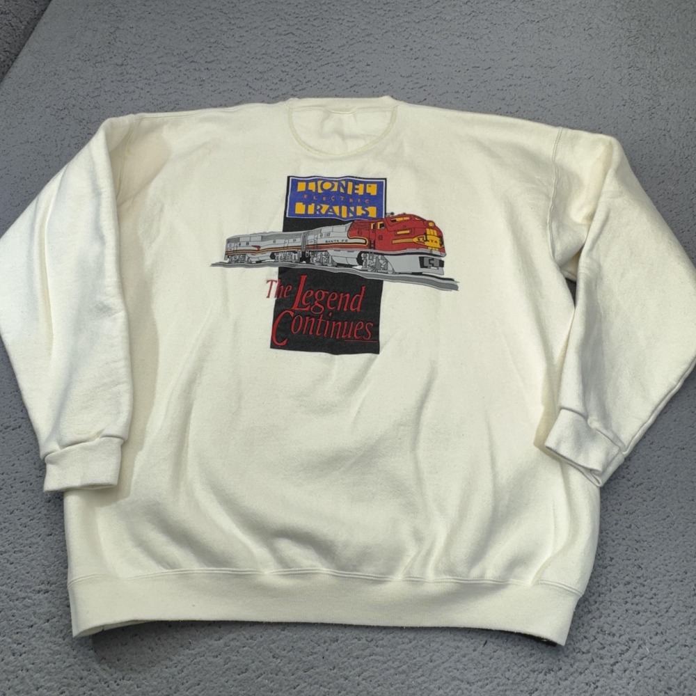 Vintage Lionel Trains Sweatshirt Mens XL Santa Fe Train Graphic Time Out USA 90s